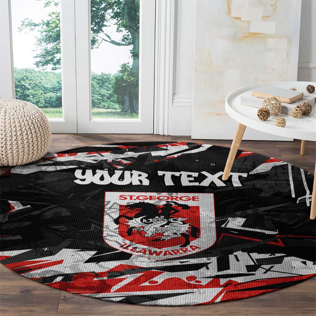 Personalized St. George Illawarra Dragons Round Carpet Graffiti Grunge Abstract Urban Street Style Design