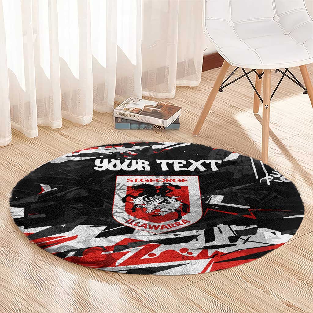 Personalized St. George Illawarra Dragons Round Carpet Graffiti Grunge Abstract Urban Street Style Design
