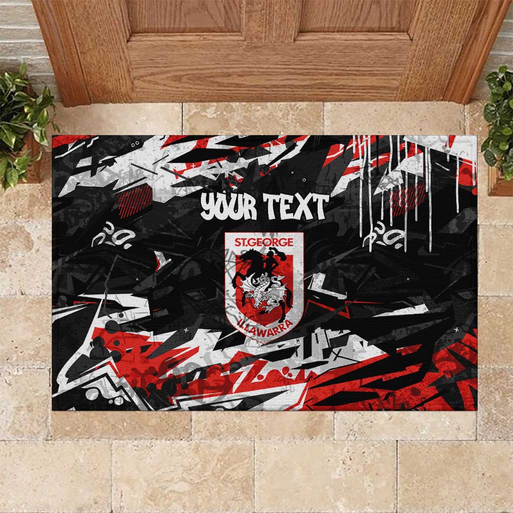 Personalized St. George Illawarra Dragons Rubber Doormat Graffiti Grunge Abstract Urban Street Style Design