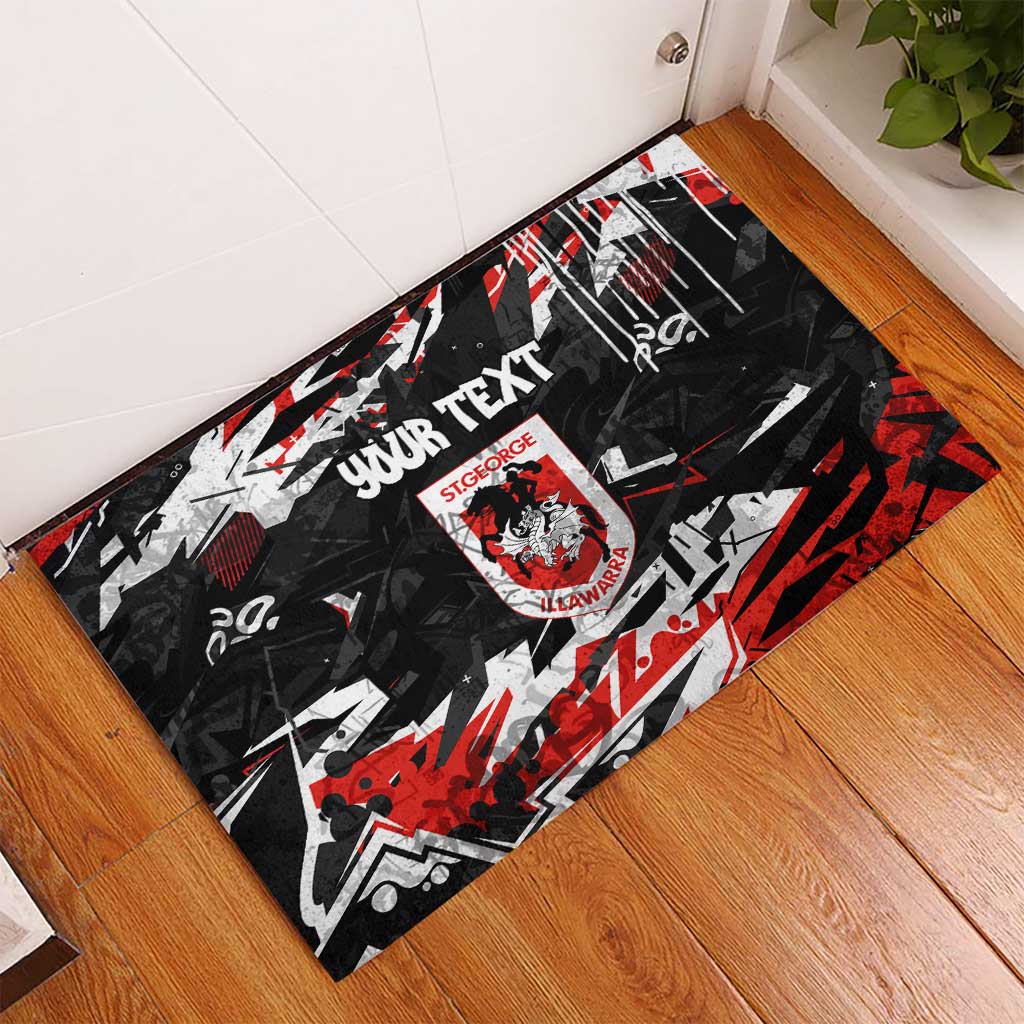 Personalized St. George Illawarra Dragons Rubber Doormat Graffiti Grunge Abstract Urban Street Style Design