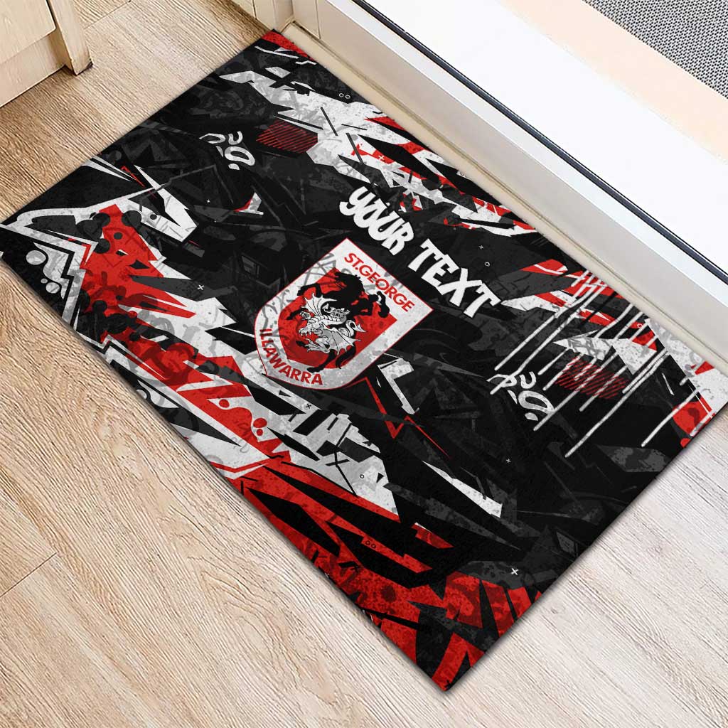 Personalized St. George Illawarra Dragons Rubber Doormat Graffiti Grunge Abstract Urban Street Style Design