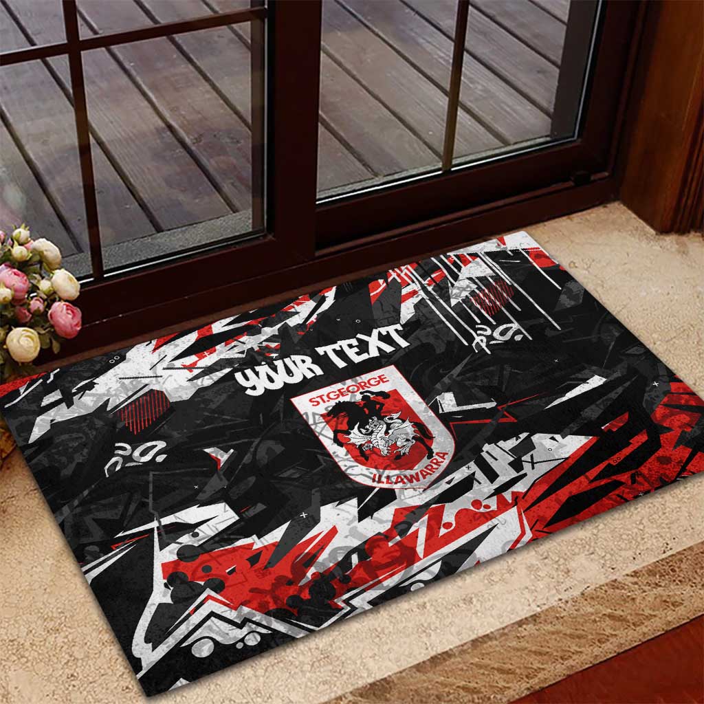 Personalized St. George Illawarra Dragons Rubber Doormat Graffiti Grunge Abstract Urban Street Style Design