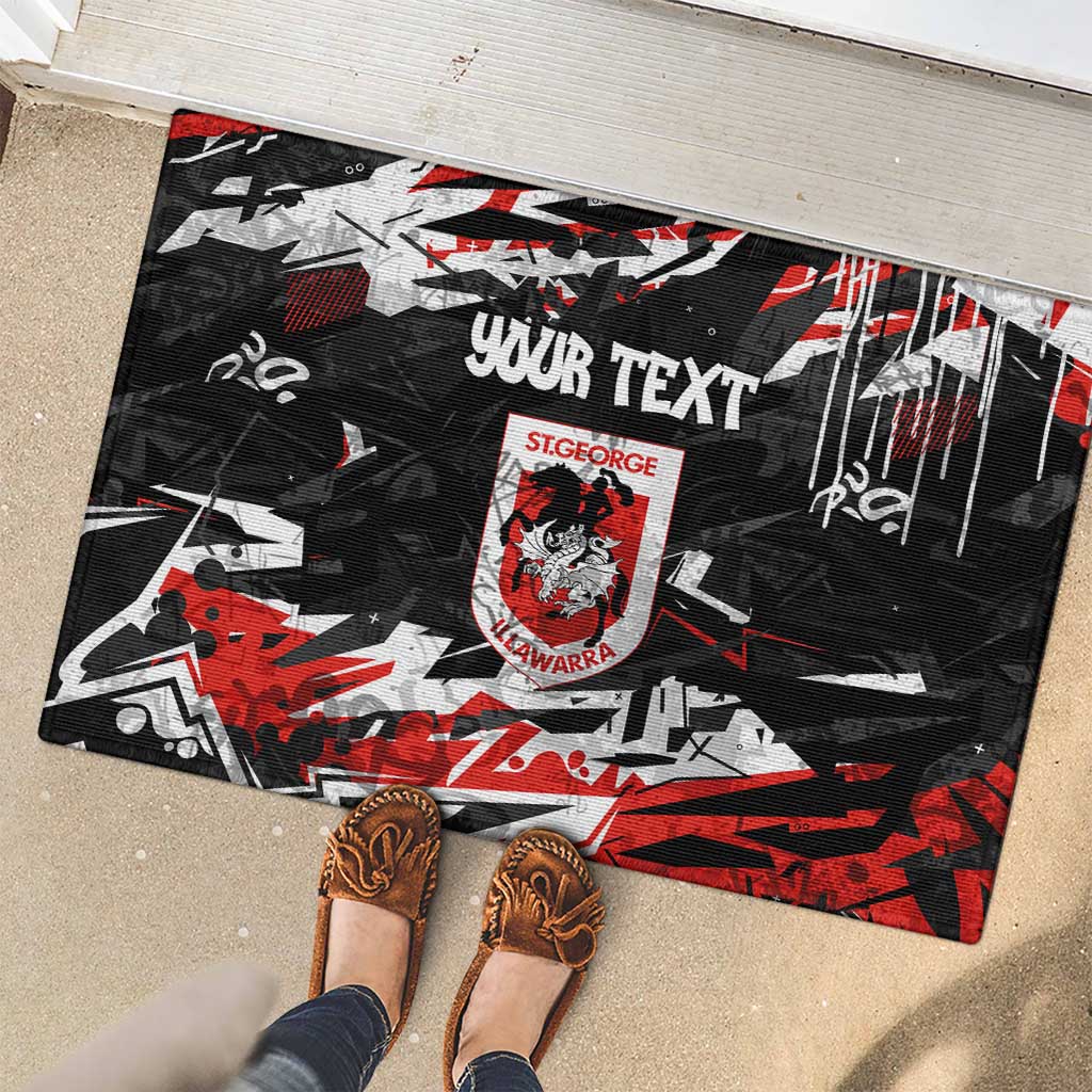 Personalized St. George Illawarra Dragons Rubber Doormat Graffiti Grunge Abstract Urban Street Style Design