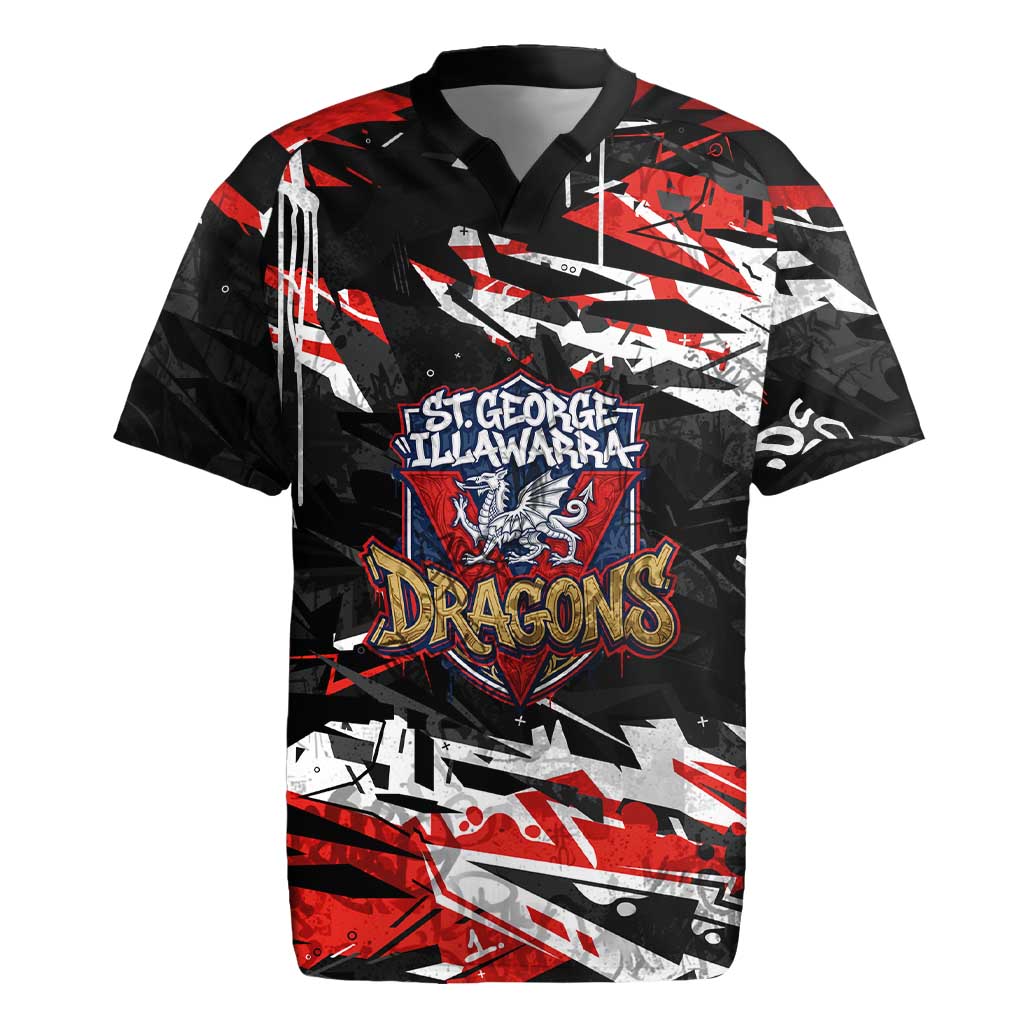 Personalized St. George Illawarra Dragons Rugby Jersey Graffiti Grunge Abstract Urban Street Style Design