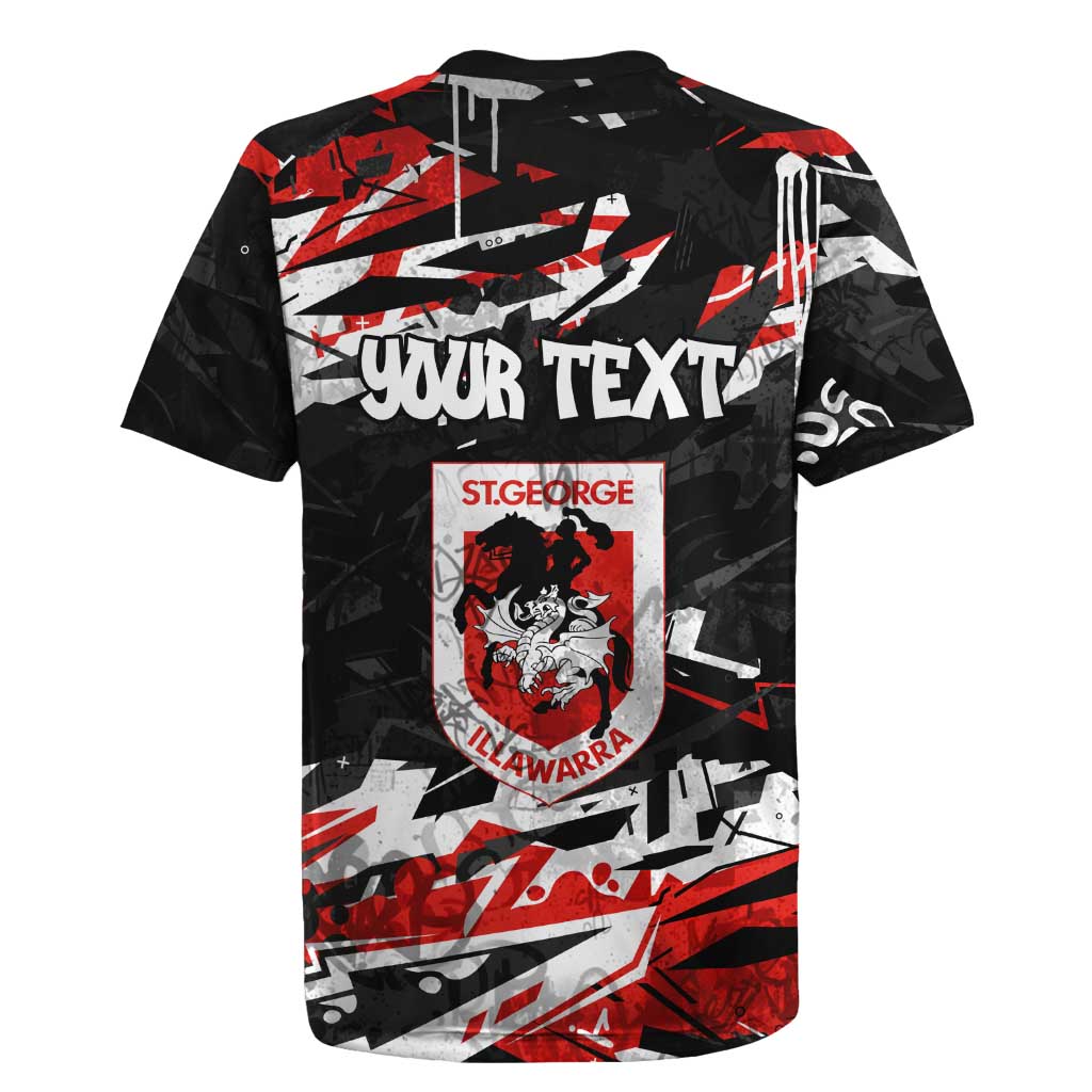Personalized St. George Illawarra Dragons Rugby Jersey Graffiti Grunge Abstract Urban Street Style Design