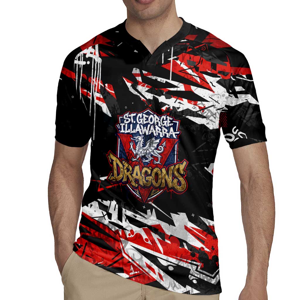 Personalized St. George Illawarra Dragons Rugby Jersey Graffiti Grunge Abstract Urban Street Style Design