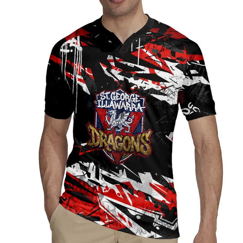 Personalized St. George Illawarra Dragons Rugby Jersey Graffiti Grunge Abstract Urban Street Style Design