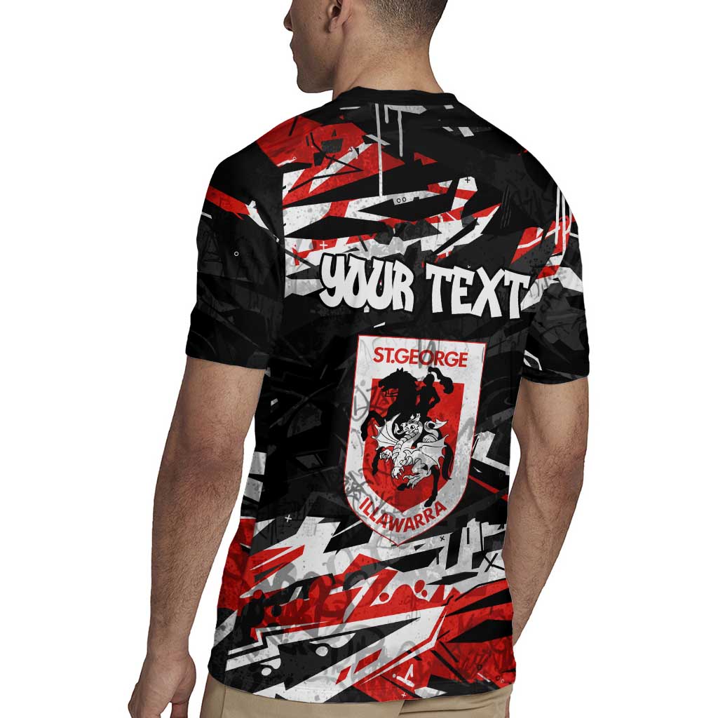 Personalized St. George Illawarra Dragons Rugby Jersey Graffiti Grunge Abstract Urban Street Style Design