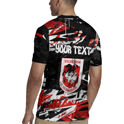 Personalized St. George Illawarra Dragons Rugby Jersey Graffiti Grunge Abstract Urban Street Style Design