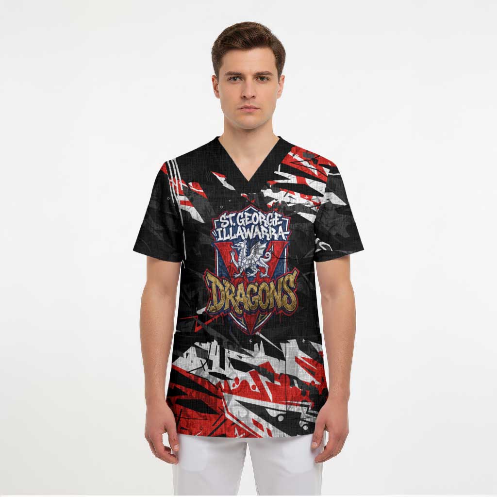 Personalized St. George Illawarra Dragons Scrub Top Graffiti Grunge Abstract Urban Street Style Design
