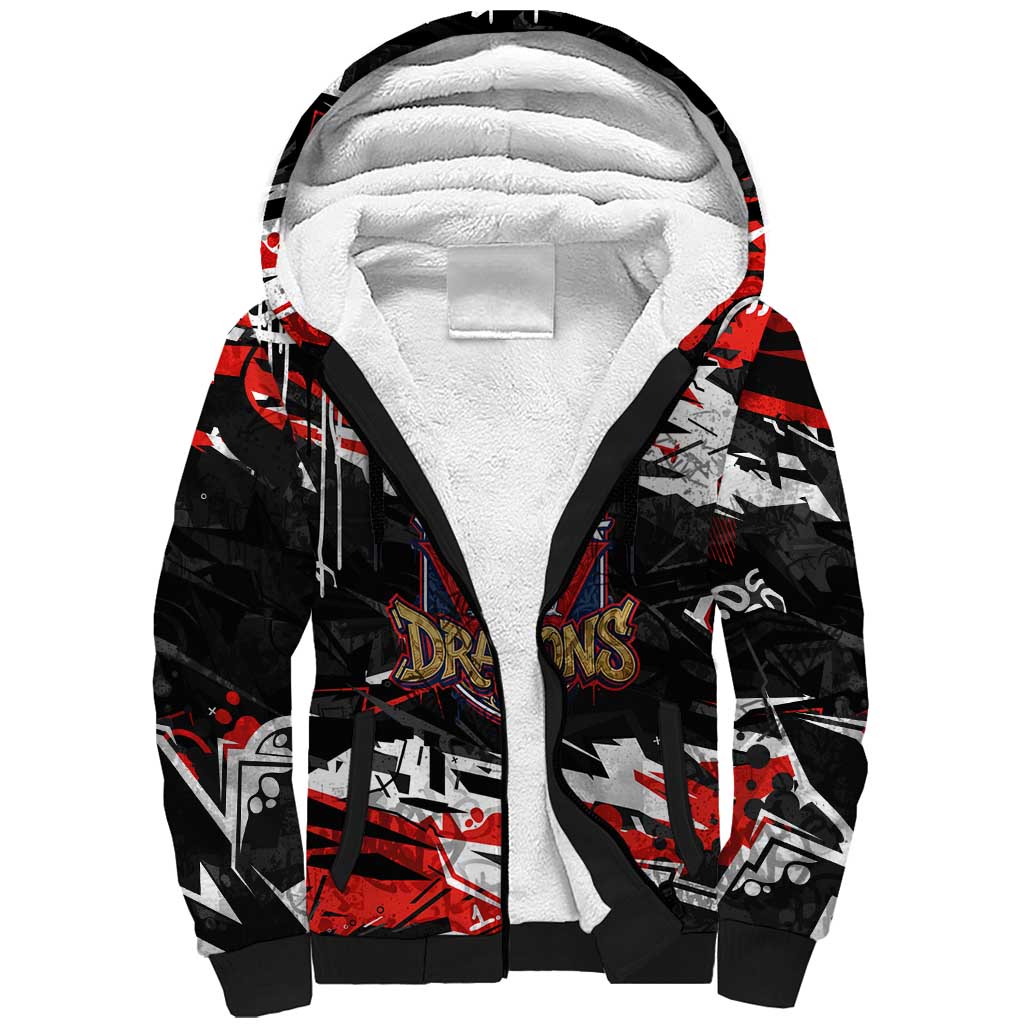 Personalized St. George Illawarra Dragons Sherpa Hoodie Graffiti Grunge Abstract Urban Street Style Design