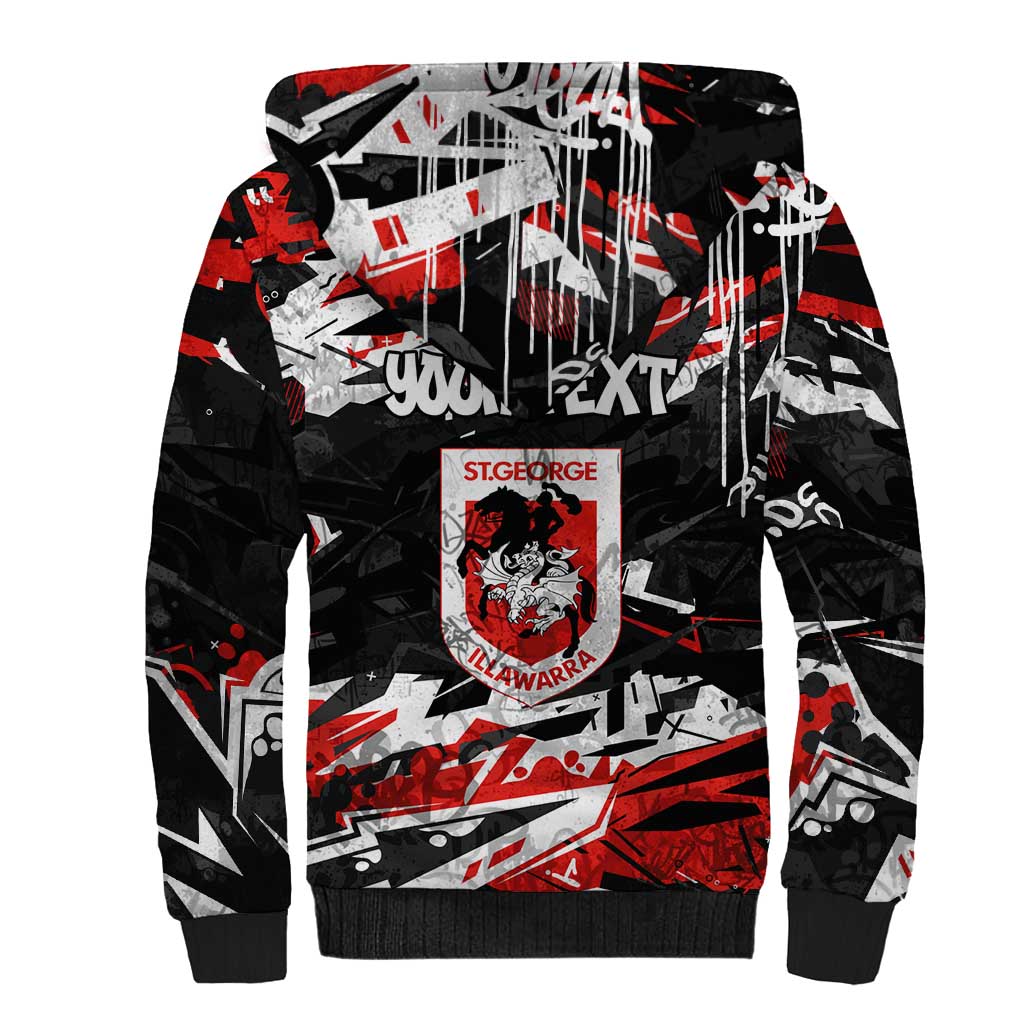 Personalized St. George Illawarra Dragons Sherpa Hoodie Graffiti Grunge Abstract Urban Street Style Design