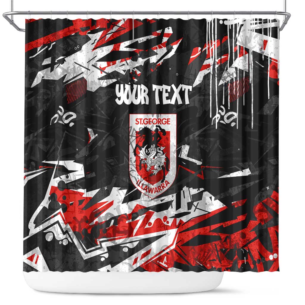 Personalized St. George Illawarra Dragons Shower Curtain Graffiti Grunge Abstract Urban Street Style Design