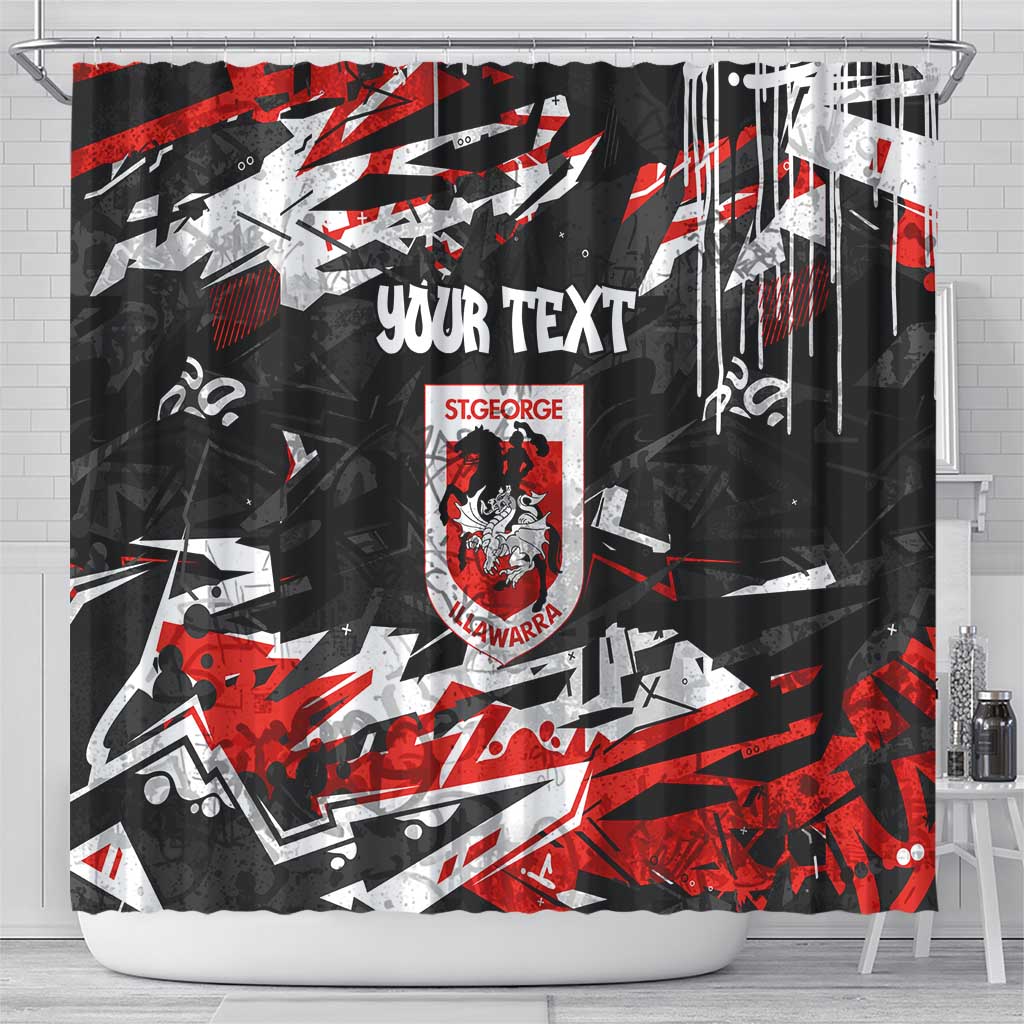 Personalized St. George Illawarra Dragons Shower Curtain Graffiti Grunge Abstract Urban Street Style Design