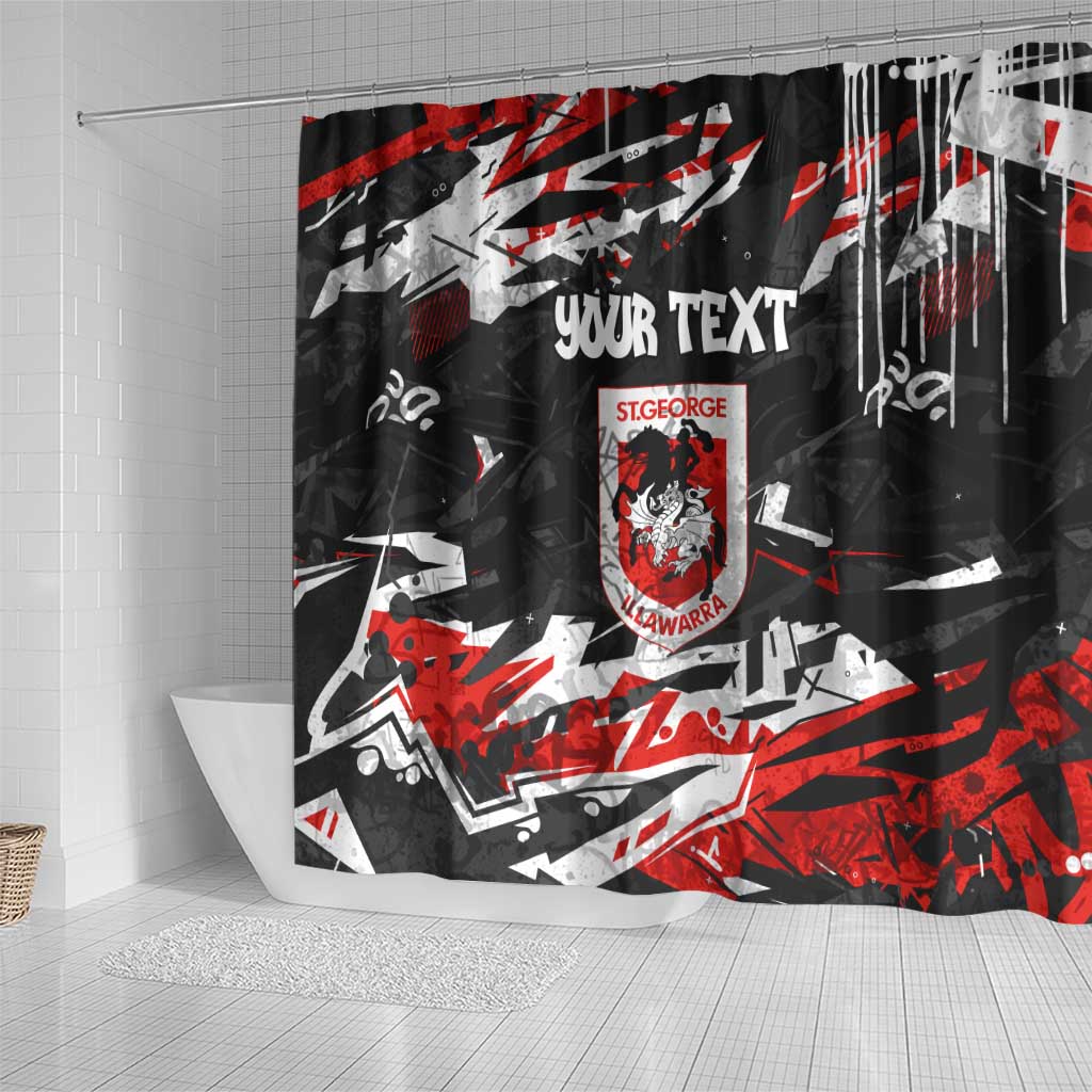 Personalized St. George Illawarra Dragons Shower Curtain Graffiti Grunge Abstract Urban Street Style Design