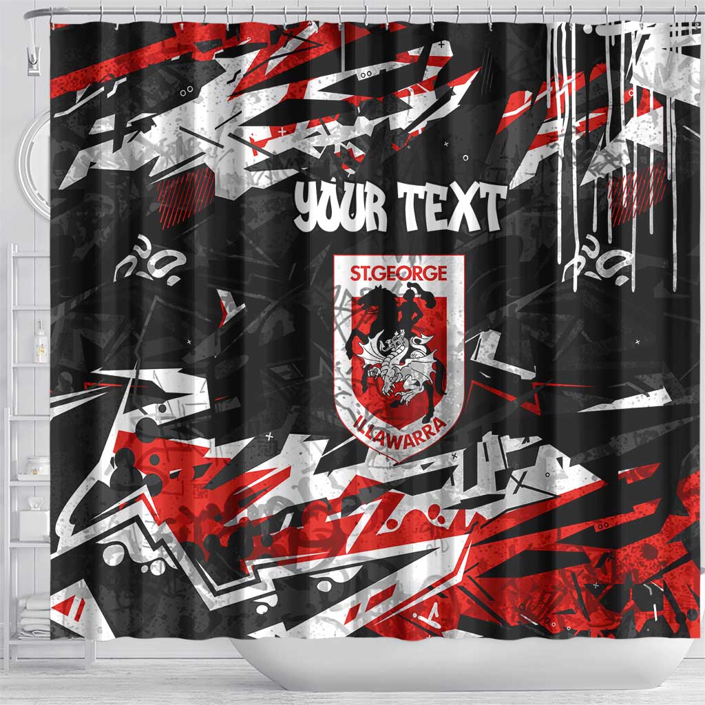 Personalized St. George Illawarra Dragons Shower Curtain Graffiti Grunge Abstract Urban Street Style Design