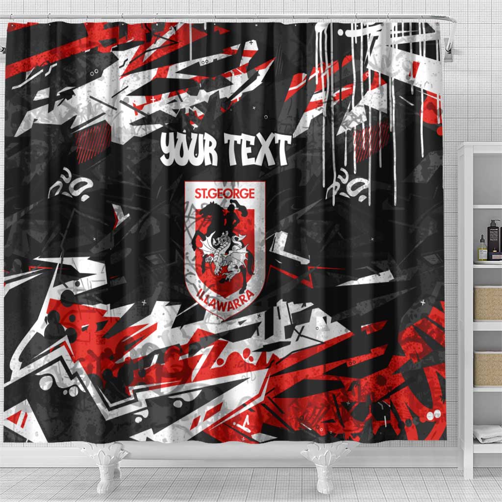 Personalized St. George Illawarra Dragons Shower Curtain Graffiti Grunge Abstract Urban Street Style Design