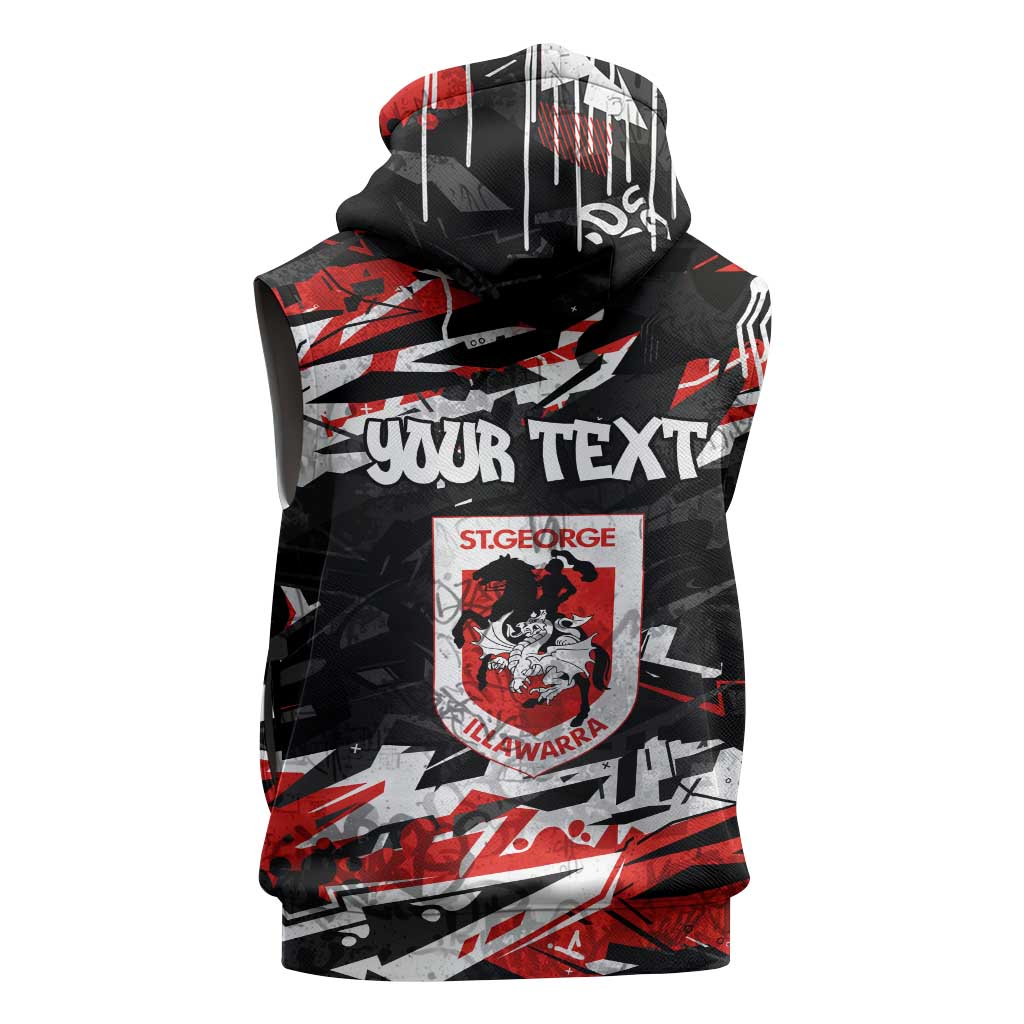 Personalized St. George Illawarra Dragons Sleeveless Zip Hoodie Graffiti Grunge Abstract Urban Street Style Design