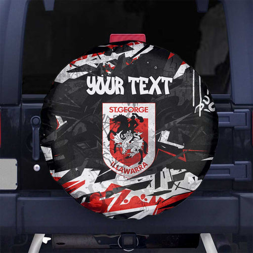 Personalized St. George Illawarra Dragons Spare Tire Cover Graffiti Grunge Abstract Urban Street Style Design