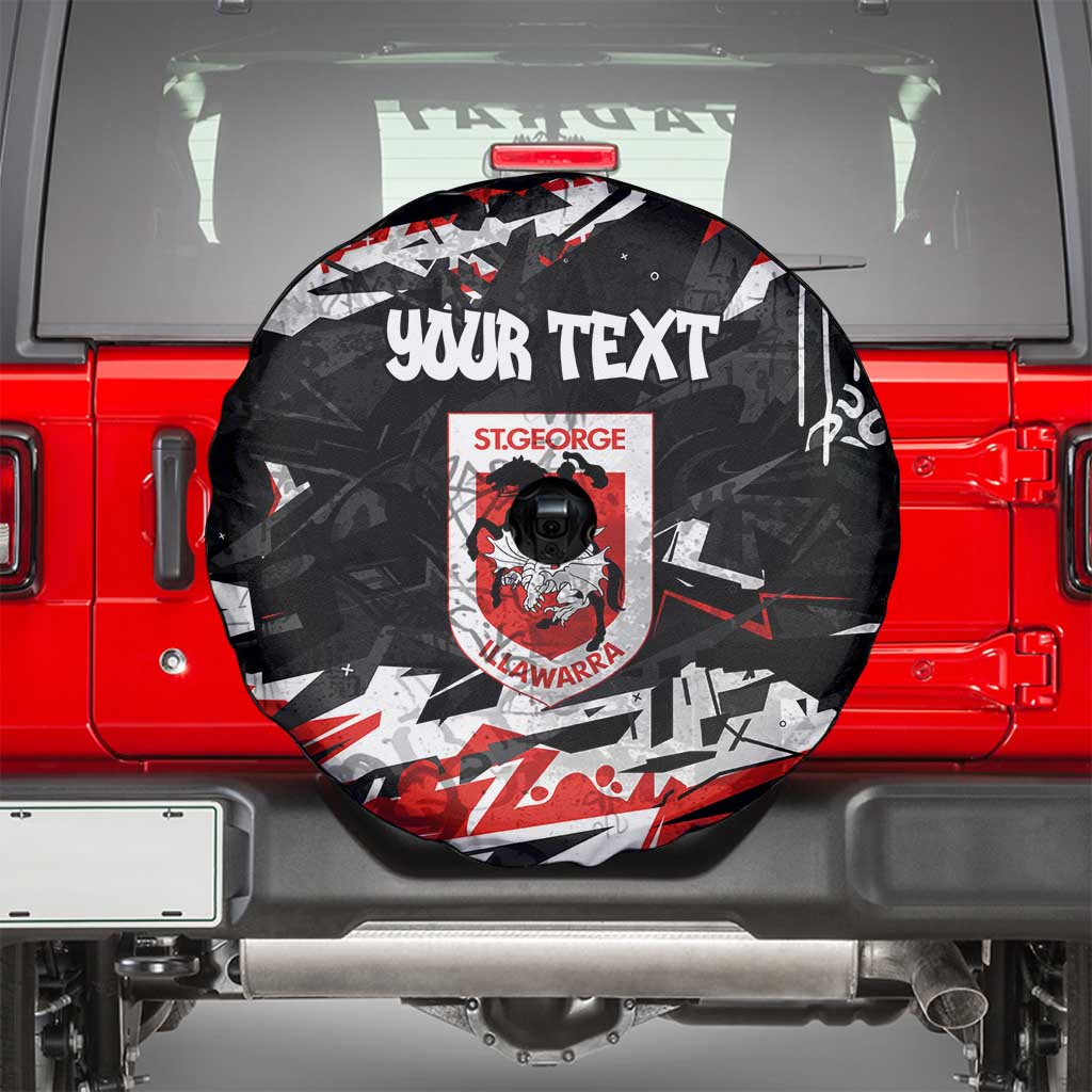 Personalized St. George Illawarra Dragons Spare Tire Cover Graffiti Grunge Abstract Urban Street Style Design