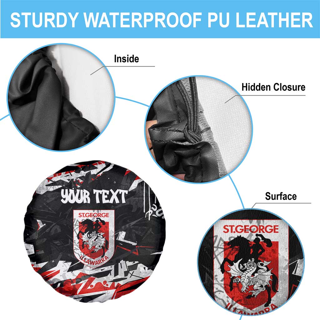 Personalized St. George Illawarra Dragons Spare Tire Cover Graffiti Grunge Abstract Urban Street Style Design