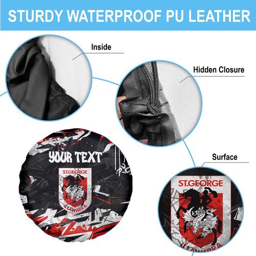 Personalized St. George Illawarra Dragons Spare Tire Cover Graffiti Grunge Abstract Urban Street Style Design