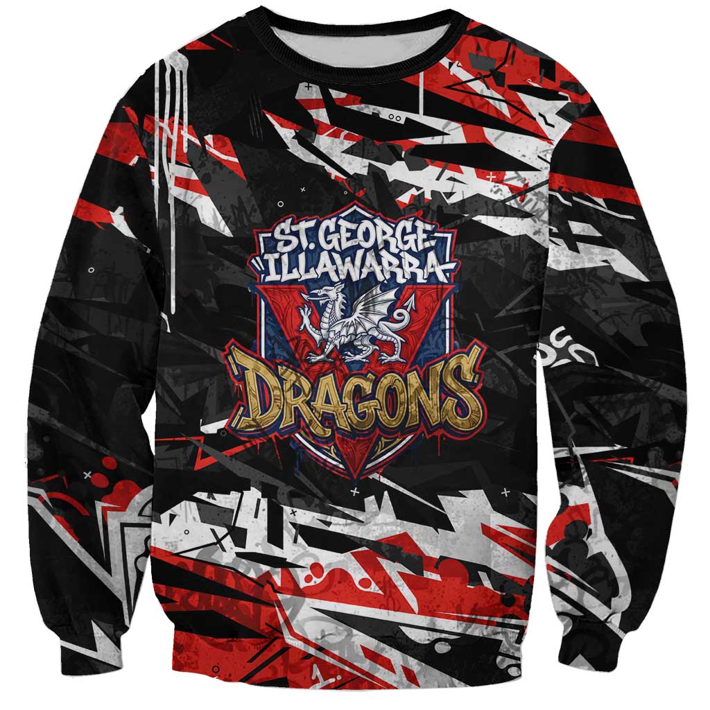 Personalized St. George Illawarra Dragons Sweatshirt Graffiti Grunge Abstract Urban Street Style Design