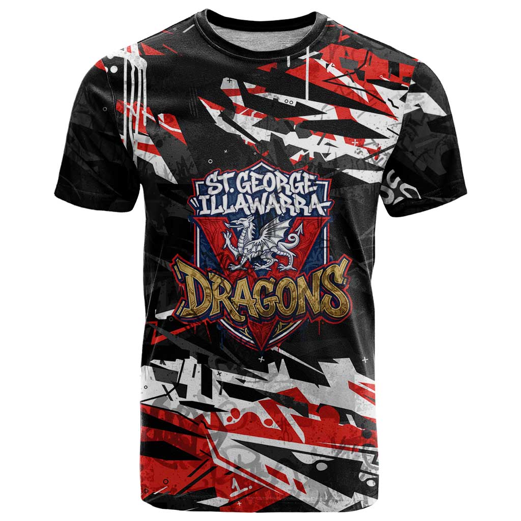 Personalized St. George Illawarra Dragons T Shirt Graffiti Grunge Abstract Urban Street Style Design