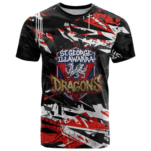 Personalized St. George Illawarra Dragons T Shirt Graffiti Grunge Abstract Urban Street Style Design