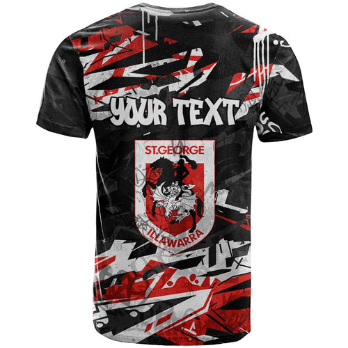 Personalized St. George Illawarra Dragons T Shirt Graffiti Grunge Abstract Urban Street Style Design