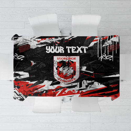 Personalized St. George Illawarra Dragons Tablecloth Graffiti Grunge Abstract Urban Street Style Design