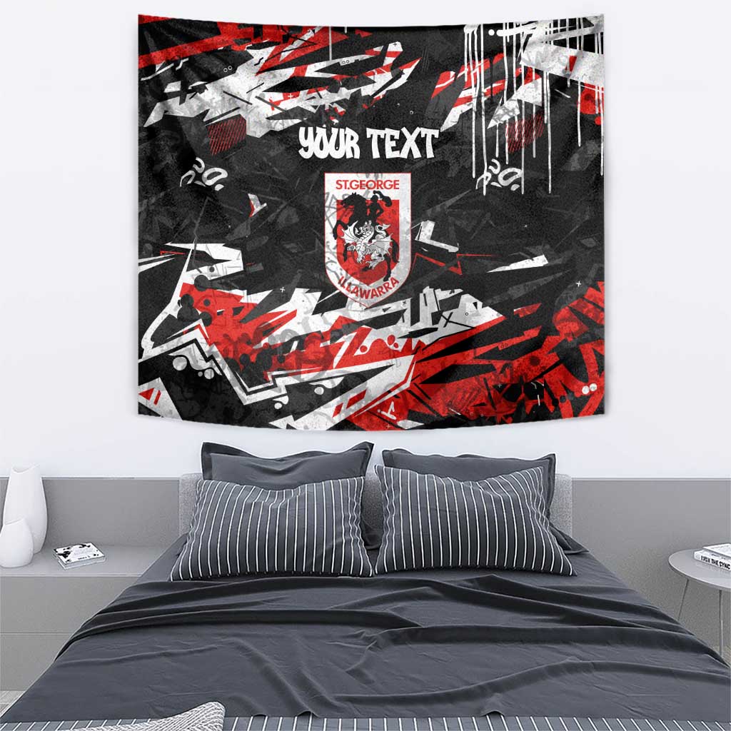 Personalized St. George Illawarra Dragons Tapestry Graffiti Grunge Abstract Urban Street Style Design