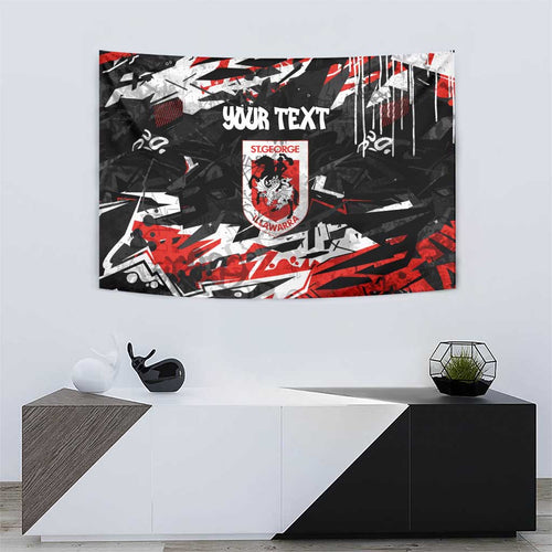 Personalized St. George Illawarra Dragons Tapestry Graffiti Grunge Abstract Urban Street Style Design