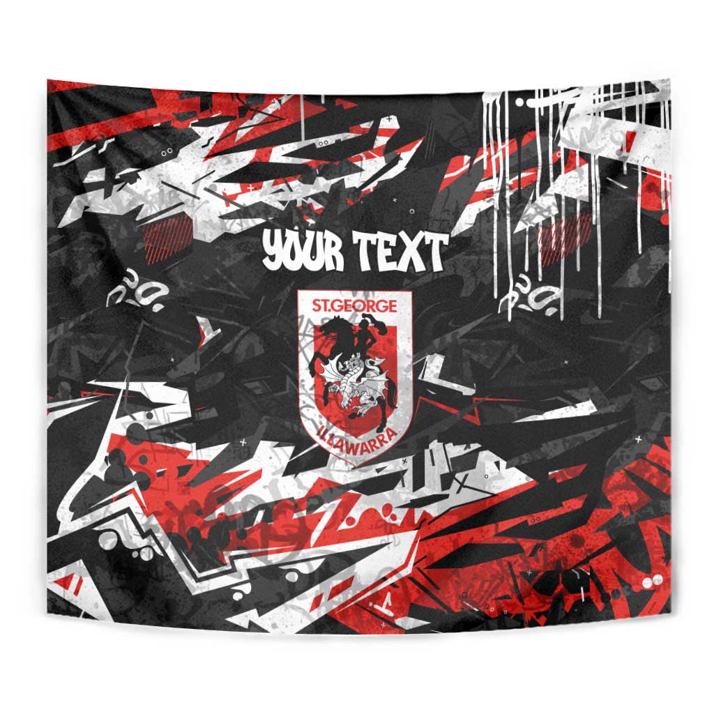 Personalized St. George Illawarra Dragons Tapestry Graffiti Grunge Abstract Urban Street Style Design