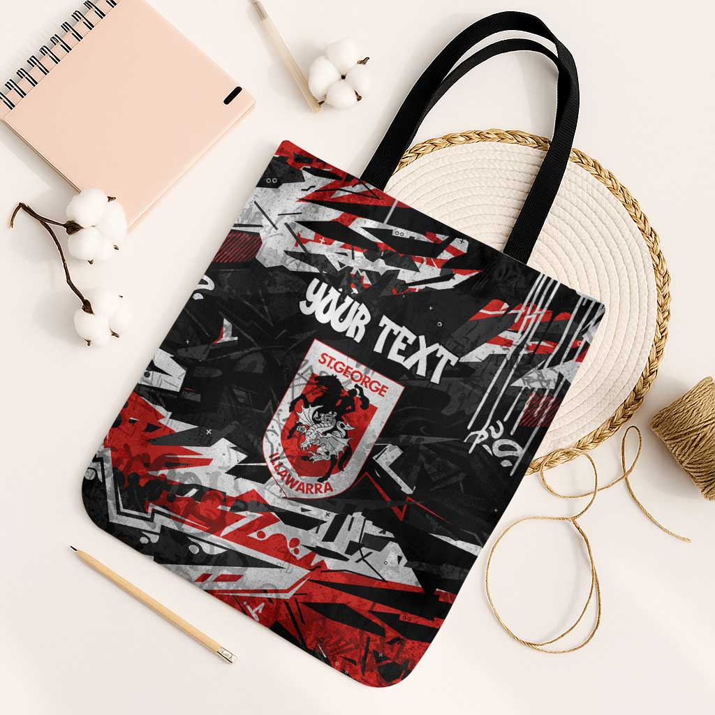 Personalized St. George Illawarra Dragons Tote Bag Graffiti Grunge Abstract Urban Street Style Design