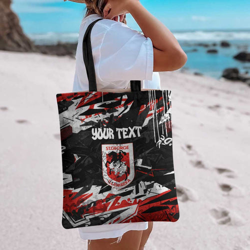 Personalized St. George Illawarra Dragons Tote Bag Graffiti Grunge Abstract Urban Street Style Design