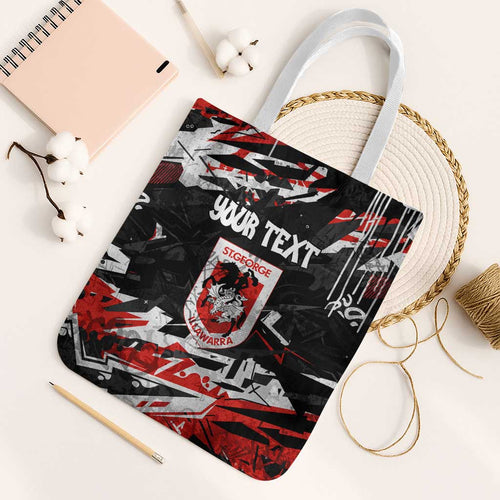 Personalized St. George Illawarra Dragons Tote Bag Graffiti Grunge Abstract Urban Street Style Design