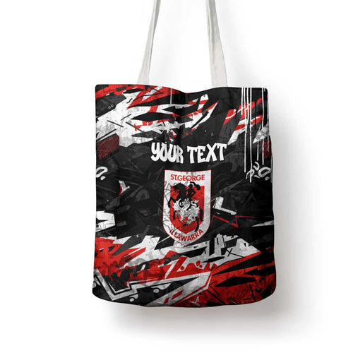 Personalized St. George Illawarra Dragons Tote Bag Graffiti Grunge Abstract Urban Street Style Design