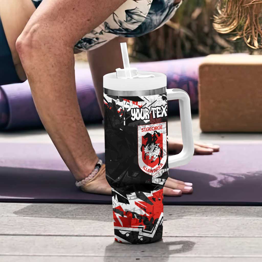 Personalized St. George Illawarra Dragons Tumbler With Handle Graffiti Grunge Abstract Urban Street Style Design