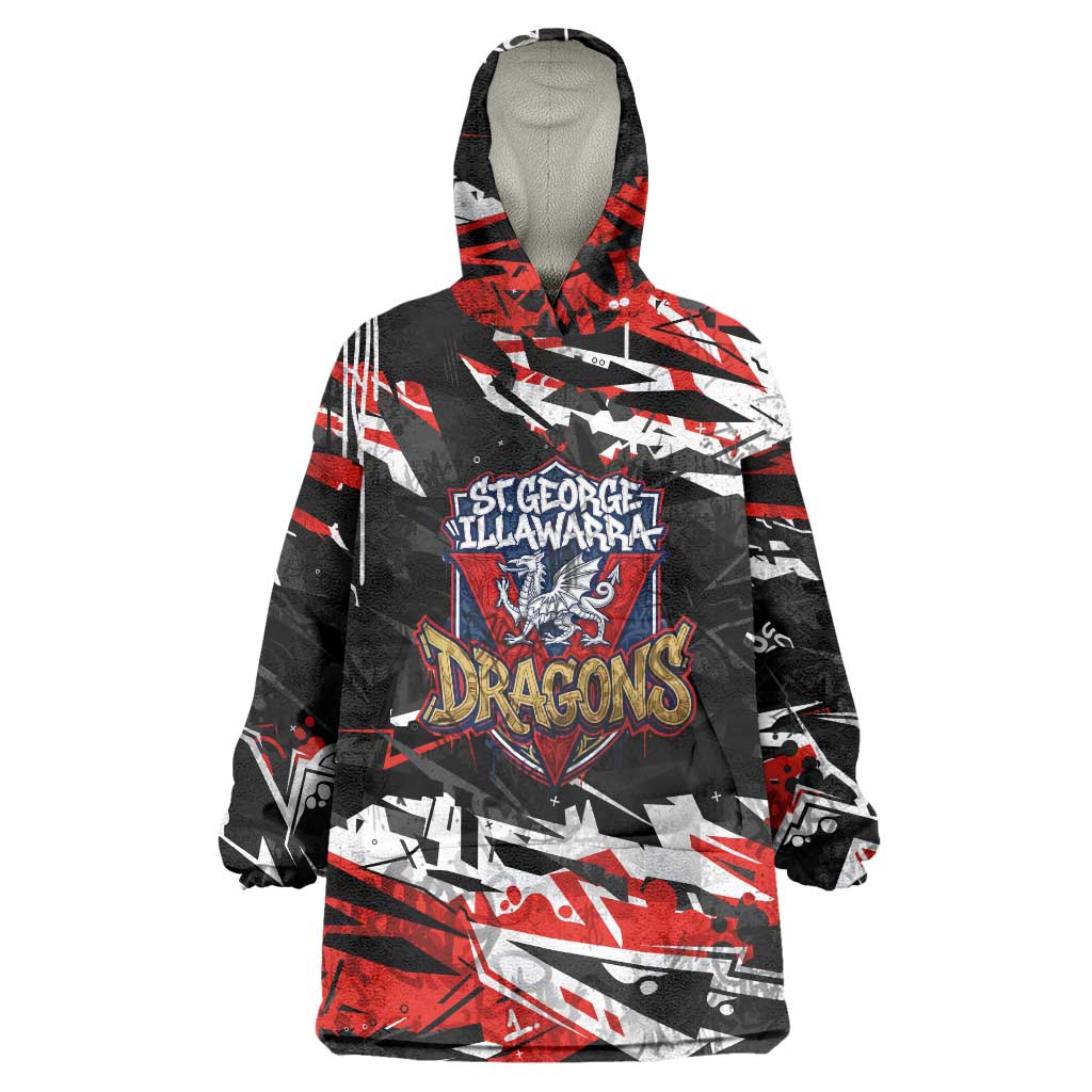 Personalized St. George Illawarra Dragons Wearable Blanket Hoodie Graffiti Grunge Abstract Urban Street Style Design