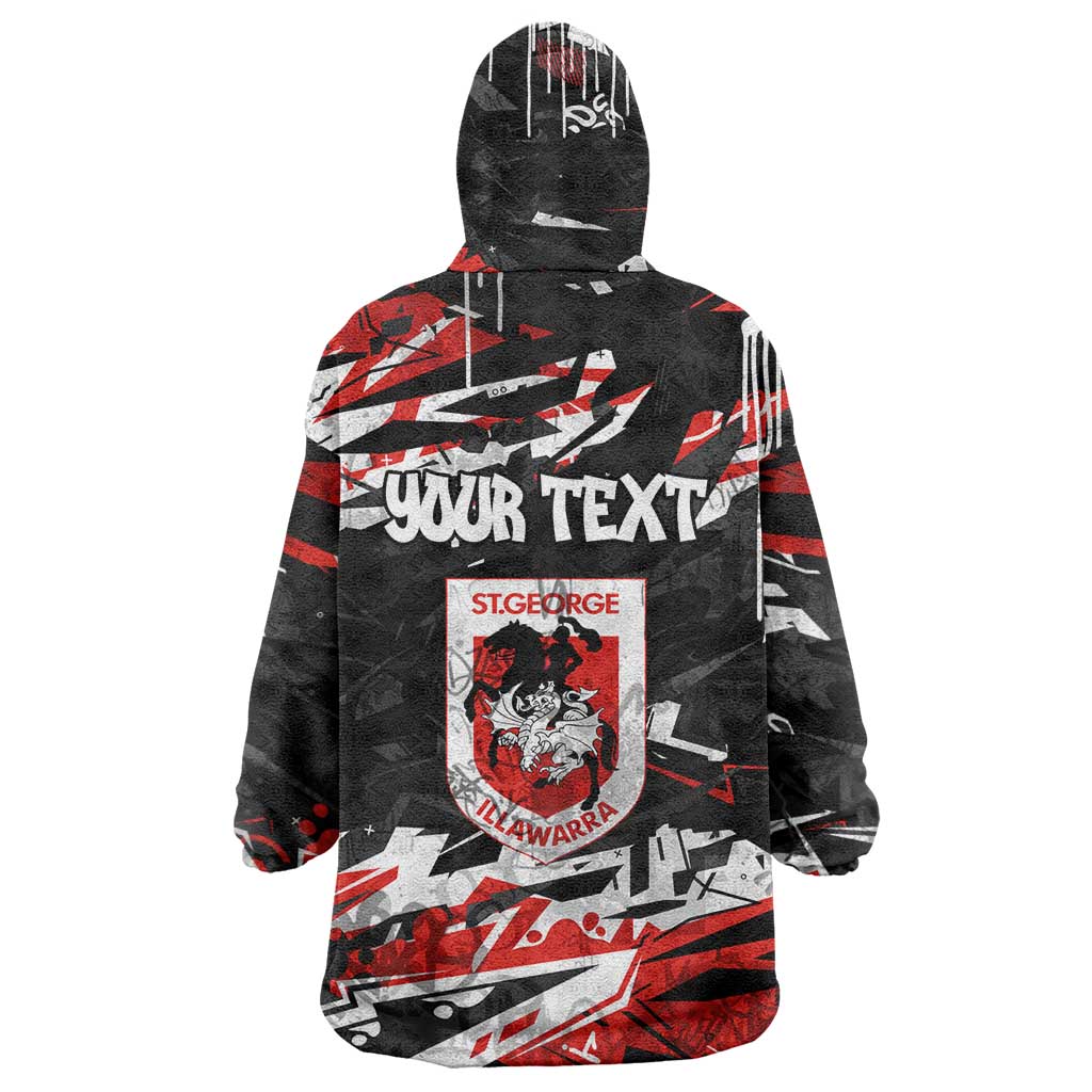 Personalized St. George Illawarra Dragons Wearable Blanket Hoodie Graffiti Grunge Abstract Urban Street Style Design