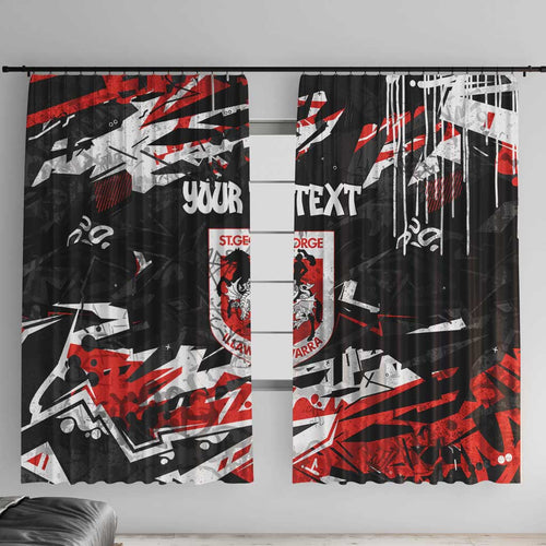 Personalized St. George Illawarra Dragons Window Curtain Graffiti Grunge Abstract Urban Street Style Design