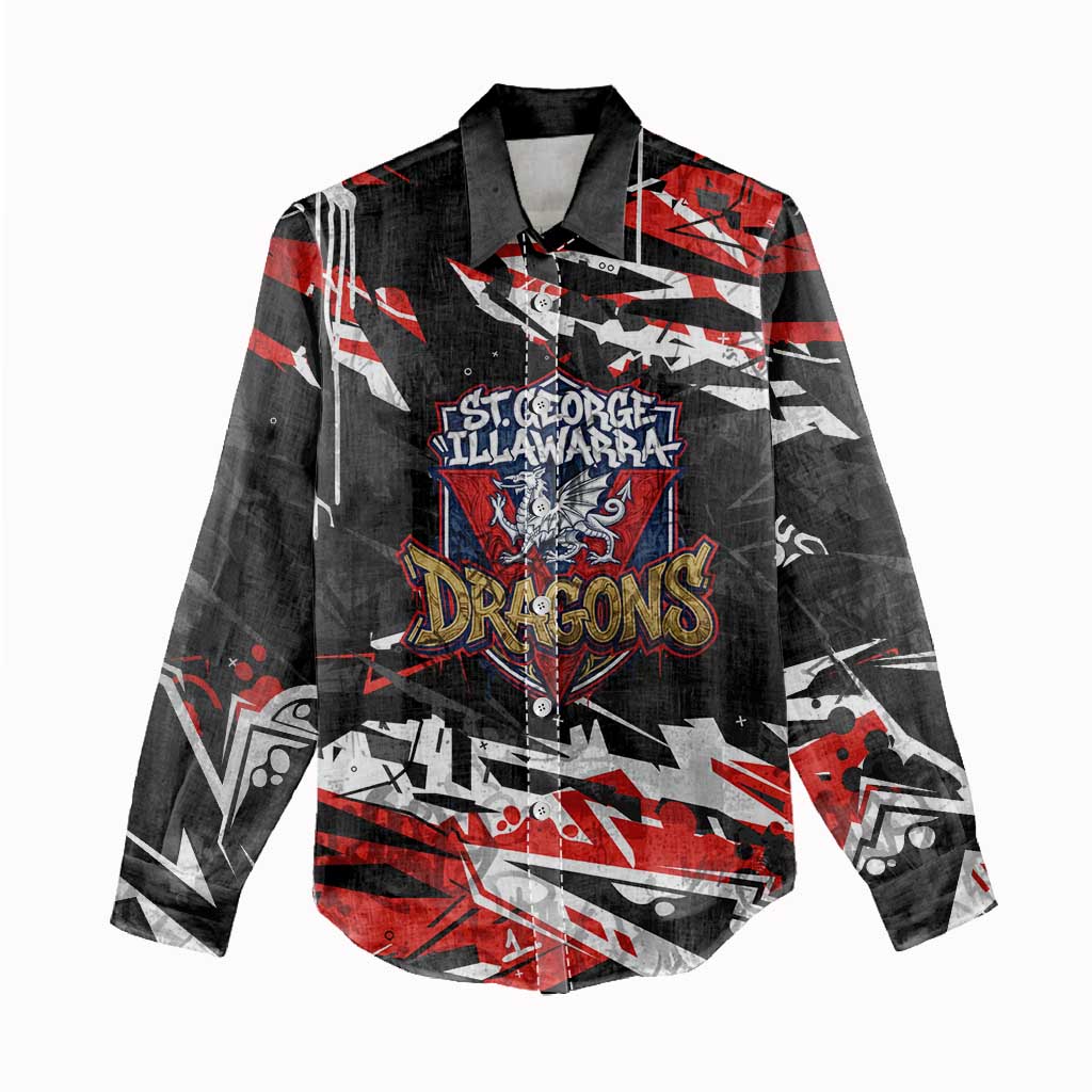Personalized St. George Illawarra Dragons Women Casual Shirt Graffiti Grunge Abstract Urban Street Style Design