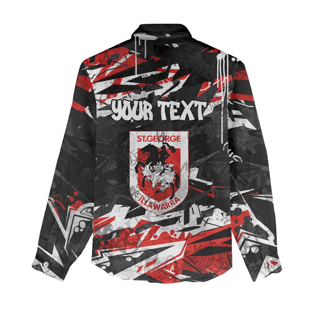 Personalized St. George Illawarra Dragons Women Casual Shirt Graffiti Grunge Abstract Urban Street Style Design