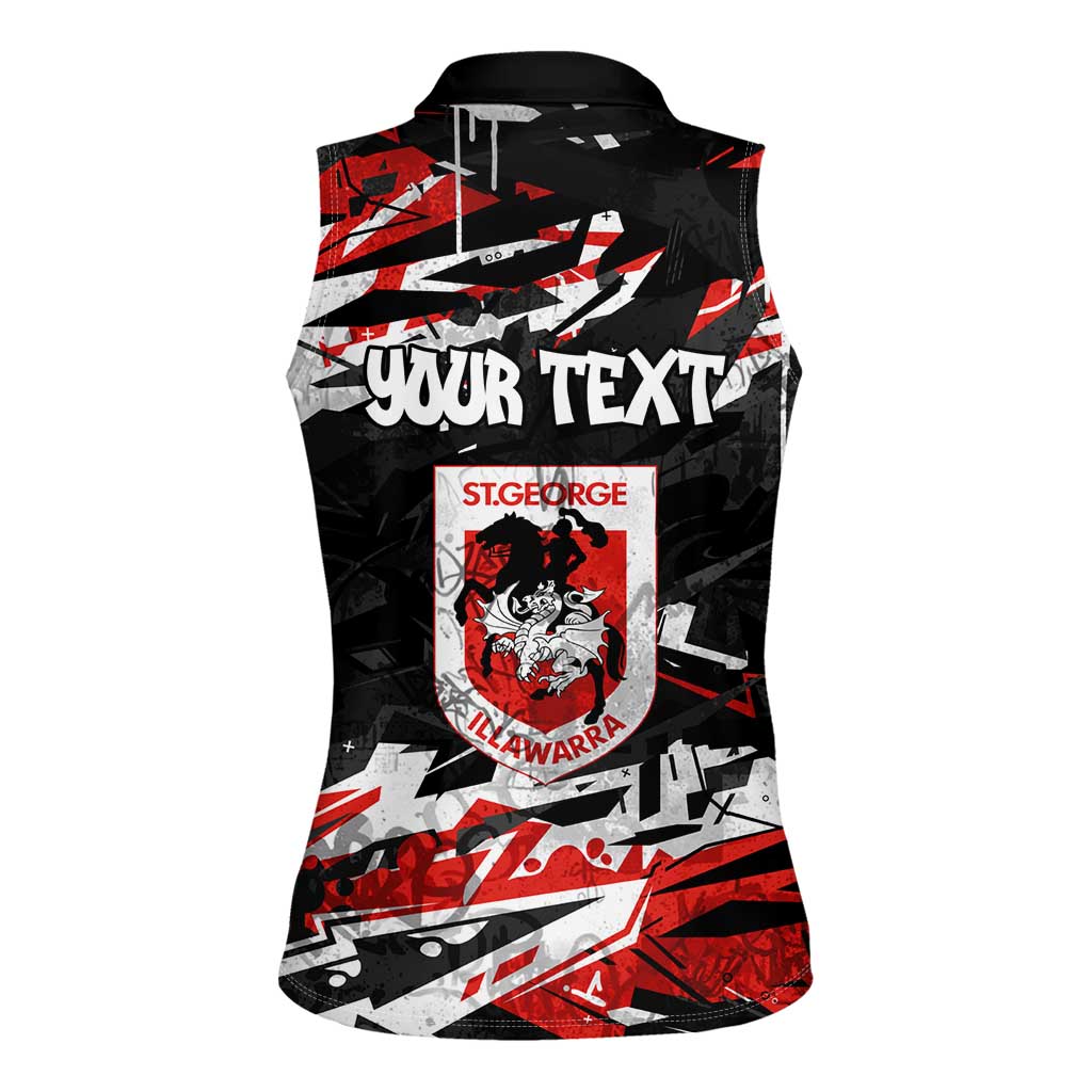 Personalized St. George Illawarra Dragons Women Sleeveless Polo Shirt Graffiti Grunge Abstract Urban Street Style Design