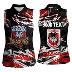 Personalized St. George Illawarra Dragons Women Sleeveless Polo Shirt Graffiti Grunge Abstract Urban Street Style Design