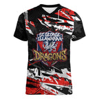 Personalized St. George Illawarra Dragons Women V-Neck T-Shirt Graffiti Grunge Abstract Urban Street Style Design