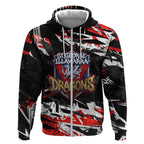 Personalized St. George Illawarra Dragons Zip Hoodie Graffiti Grunge Abstract Urban Street Style Design