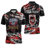 Personalized St. George Illawarra Dragons Zipper Polo Shirt Graffiti Grunge Abstract Urban Street Style Design