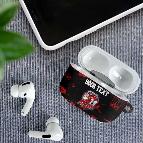 Personalized Sydney Roosters AirPods Case Graffiti Grunge Abstract Urban Street Style Design